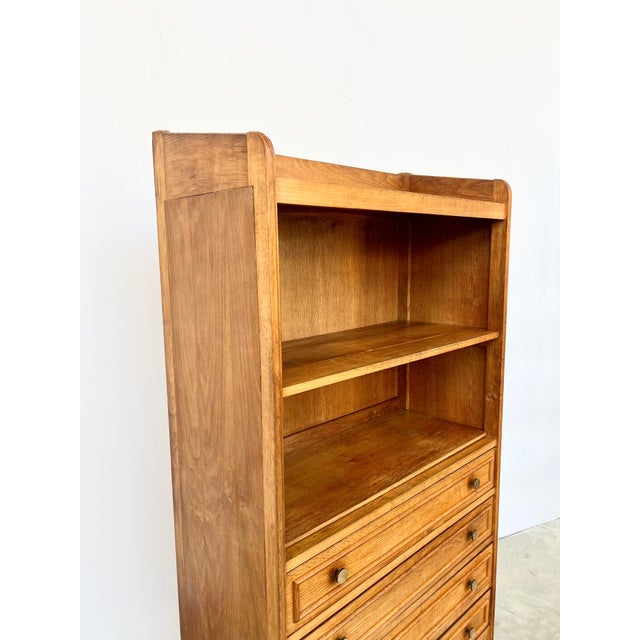 Vintage Oak Bookcase with Brass Drawers, 1950s For Sale - Image 11 of 17