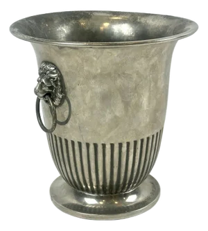 Art Deco Silver Plated Wine Cooler with Lions Heads, 1930s
