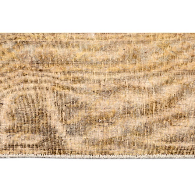 Textile Antique Distressed Beige Overdyed Handmade Wool Rug For Sale - Image 7 of 11