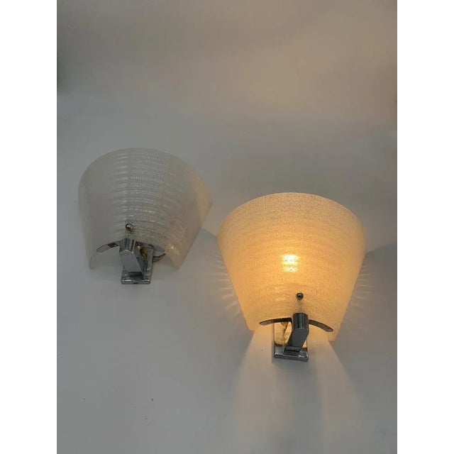 1930s Couple Applique Wall Lamps attributed to Barovier Years 1930s Murano, Set of 2 For Sale - Image 5 of 8