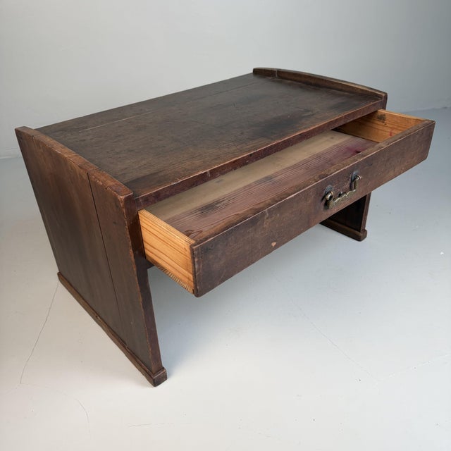 Small Japanese Minimalist Writing Table with Drawer, 1920s For Sale - Image 9 of 13
