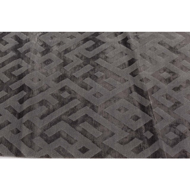 Early 21st Century Abstract Geometric Modern Silk Tibetan Rug by Doris Leslie Blau For Sale - Image 5 of 9