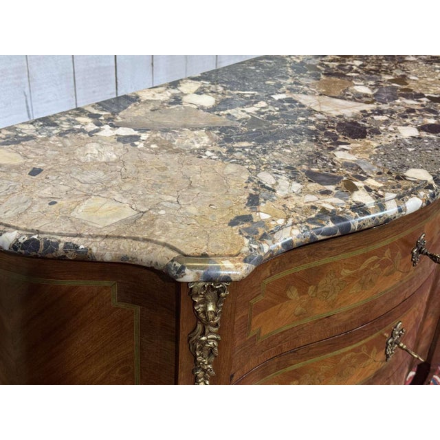Gold Louis XV Commode in Rosewood, Oak and Marble Top, 1960s For Sale - Image 8 of 18