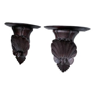Italian Carved Wall Brackets, 1940s, Set of 2 For Sale