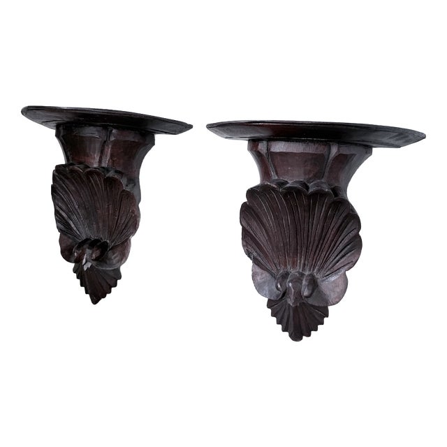 Italian Carved Wall Brackets, 1940s, Set of 2 For Sale