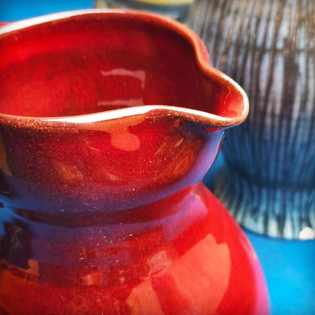 Red Large French Oxblood Ceramic Pitcher by Max Idlas, 1960s For Sale - Image 8 of 14