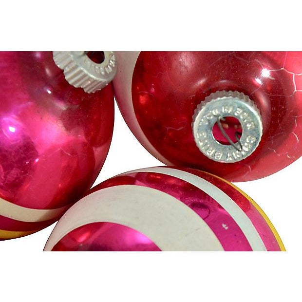No!! Shiny Brite Pink Banded Ball Ornaments - Set of 6 For Sale - Image 4 of 5