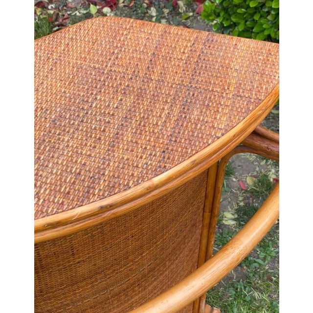 Mid-Century Modern Half-Moon Bar in Rattan and Woven Wicker, 1960s-1970s For Sale - Image 3 of 6