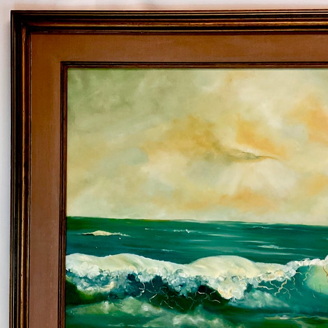 1972 Vintage Coastal Impressionist Original Seascape Oil Painting - Artist Signed, Framed For Sale - Image 9 of 12