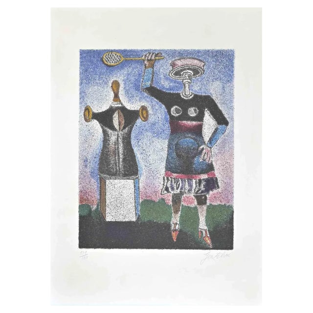 Franco Gentilini, Figures, Lithograph, 1970s For Sale