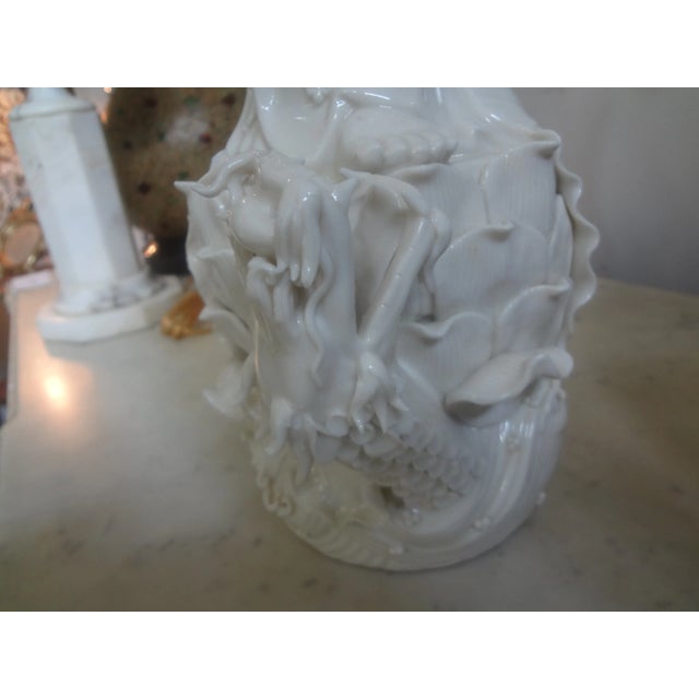 White Chinese Blanc De Chine Guan Yin With Dragon For Sale - Image 8 of 13