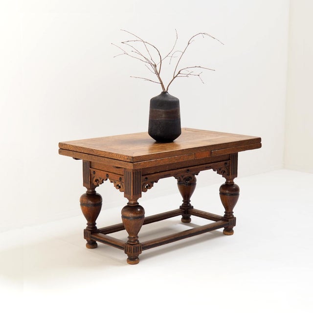 Antique Dutch Draw-Leaf Oak Table, 1850 For Sale - Image 9 of 14