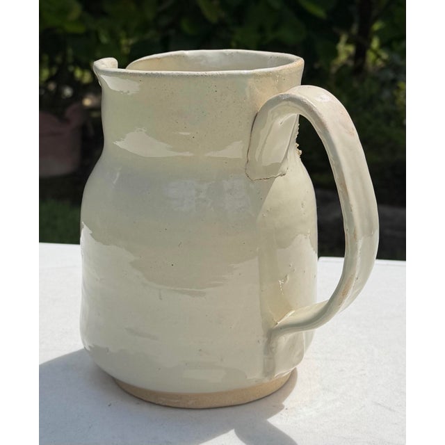 1990s Vintage 1994 Handcrafted Ceramic Pitcher With Sculptural Leaf Motif For Sale - Image 5 of 10