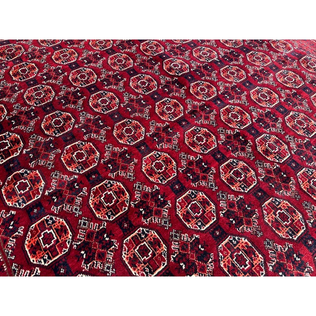 1990s Afghan Hand Knotted Turkoman Tribal Wool Rug For Sale - Image 5 of 8