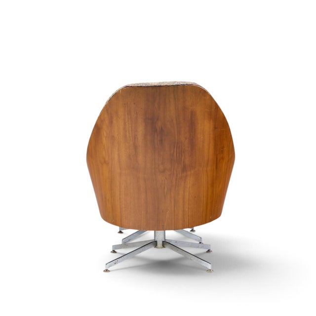 Milo Baughman for Thayer Coggin Mid Century Walnut and Chrome Tufted Lounge Chair and Ottoman For Sale In Chicago - Image 6 of 9