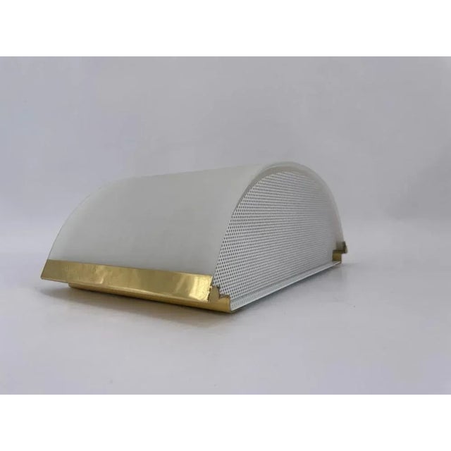 Italian Opaque Glass and Guilt Metal Wall Lamp, 1980s For Sale - Image 3 of 9