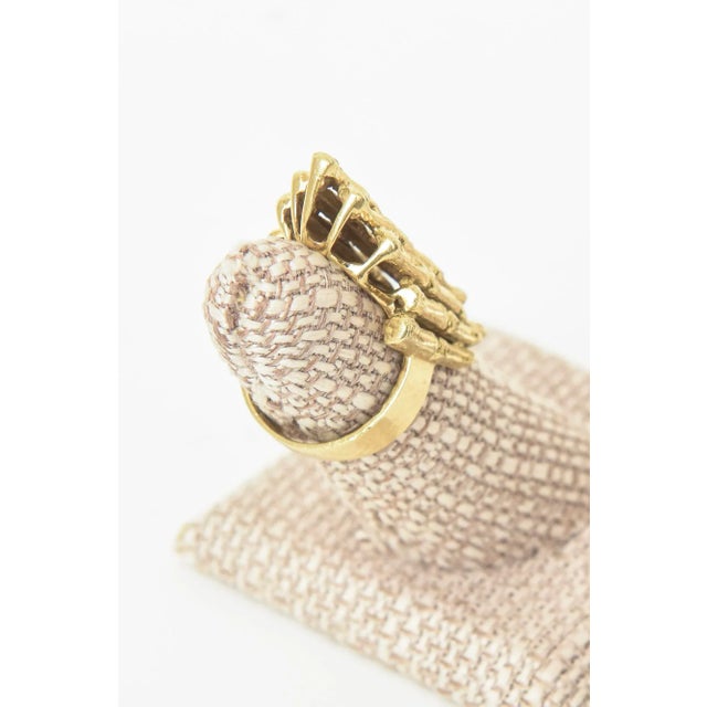 Vintage 18k Gold Italian Sculptural Bamboo Design Elongated Ring, Size 6.5 For Sale - Image 12 of 12