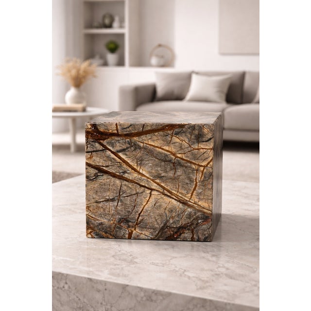 Marble Cube in Forest Brown by Andrea Grasso For Sale - Image 4 of 7