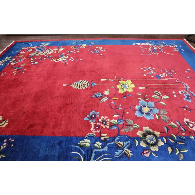 1920s Antique Art Deco Chinese Oriental Rug For Sale - Image 5 of 13