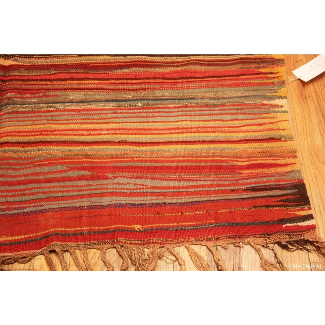 Mid 20th Century Nazmiyal Collection Warm Tones Tribal Vintage Moroccan Kilim Rug For Sale - Image 5 of 9