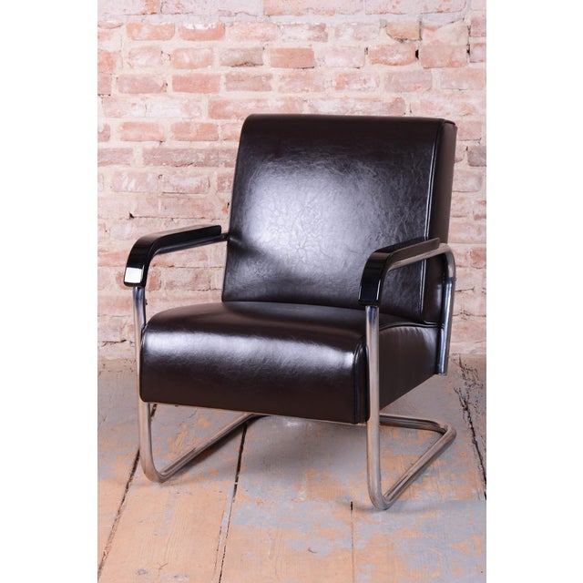 Bauhaus Bauhaus Leather Armchairs from Hynek Gottwald, Czech, 1930s, Set of 2 For Sale - Image 3 of 14
