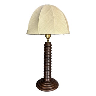 Brutalist French Wood Turned Mushroom Table Lamp in the style of Charles Dudouyt, 1950s For Sale