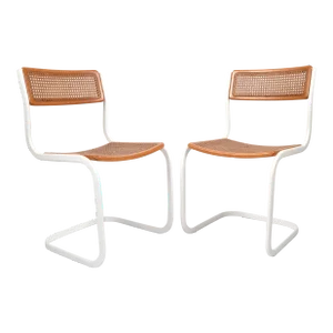 Pair of Mid-Century Modern Italian Marcel Breuer Cesca Style Side Chairs, 1980