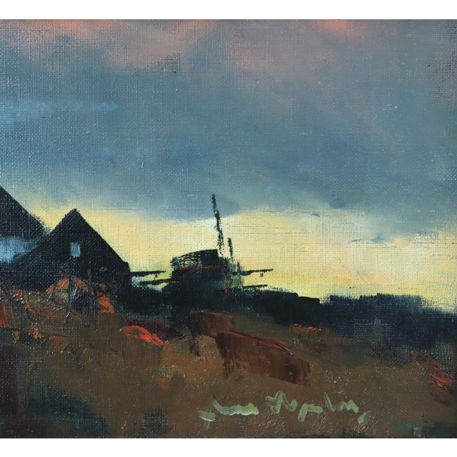 Mid-Century Modern 'Fading Light' Swedish Original Landscape Oil Painting, Framed For Sale - Image 9 of 11