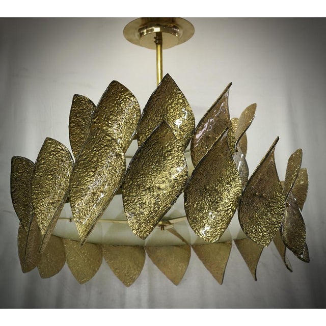 Mid-Century Chandelier and Pendant in Murano Round Gold Art Glass and Brass For Sale - Image 10 of 10
