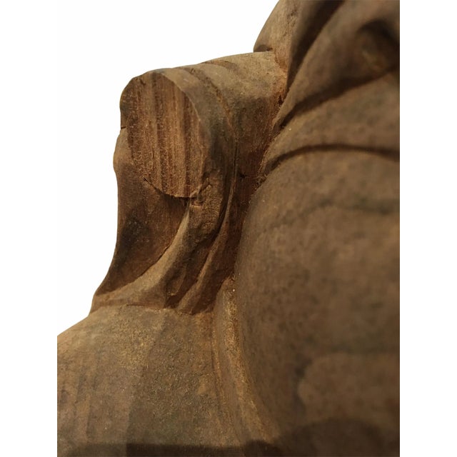 1940s Raw Carved Wood Taiwanese Deity Statue For Sale - Image 10 of 13