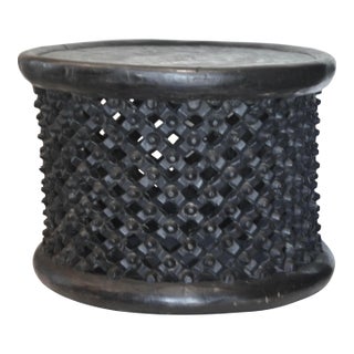 African Bamileke Spider Stool Side Table 24" Round For Sale