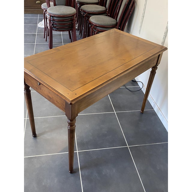Brown Vintage Cherry Wood and Marquetry Desk, 1950s For Sale - Image 8 of 18