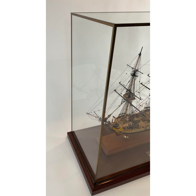 1990s Alan Burghart Scale Model of HMS Rose 1757 Wooden Ship Display Case Handmade For Sale - Image 5 of 17