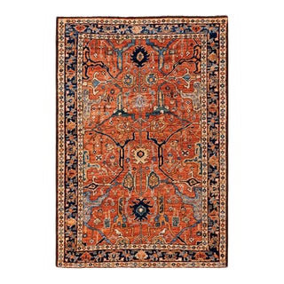 Serapi One-of-a-Kind Hand-Knotted Runner Rug - Orange 3' 2" x 4' 7" For Sale