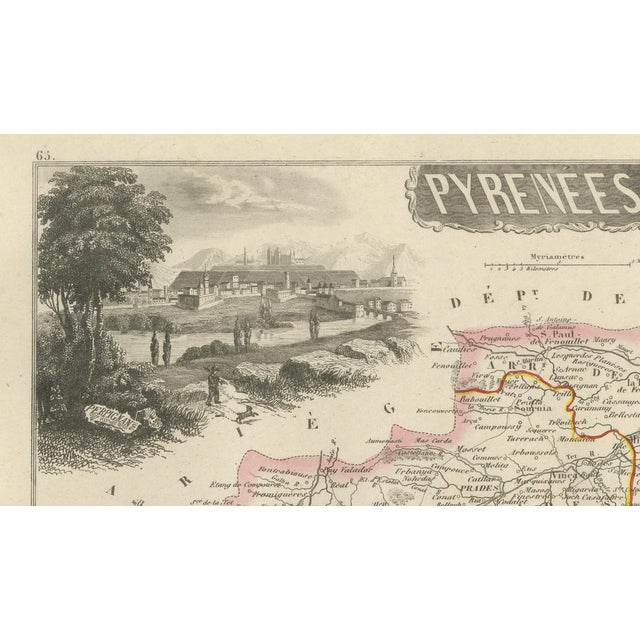 Antique Map of Pyrénées-Orientales by Vuillemin, 1850 For Sale - Image 5 of 9