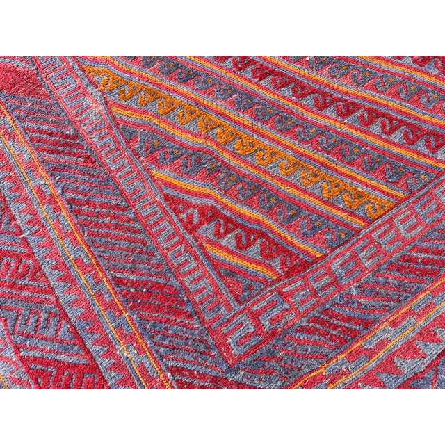Textile Multicolor Mushwani Hand-Woven Kilim Rug - 7'1" X 9'2" For Sale - Image 7 of 10