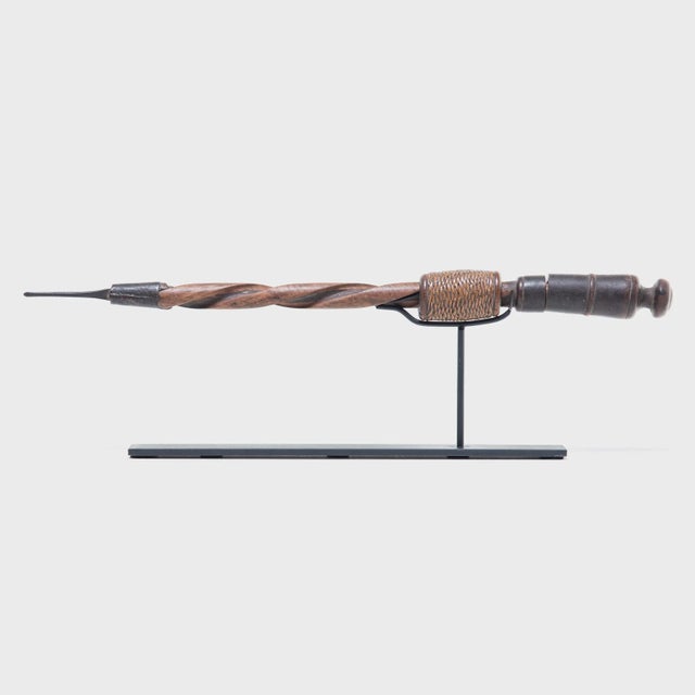 Antique Indonesian Mechanical Drill on Mount For Sale - Image 4 of 5