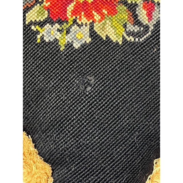 Set of 4 Vintage Petit Point Floral Needlepoint Pillows With Gold Fringe Trim For Sale - Image 12 of 12