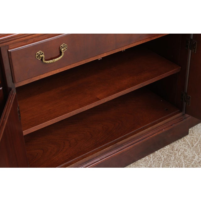 Wood Ethan Allen Mahogany Breakfront China Cabinet For Sale - Image 7 of 18