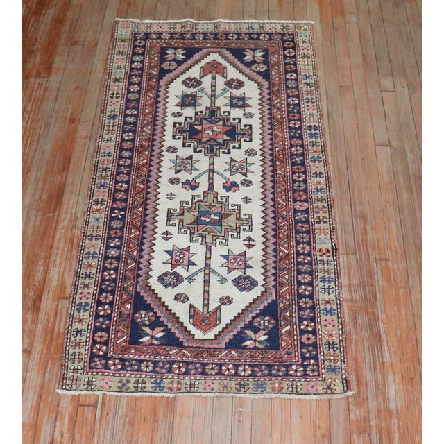 Early 20th Century Zabihi Collection Ivory Tribal Heriz Small Runner - 2'11" x 5'11" For Sale - Image 4 of 10