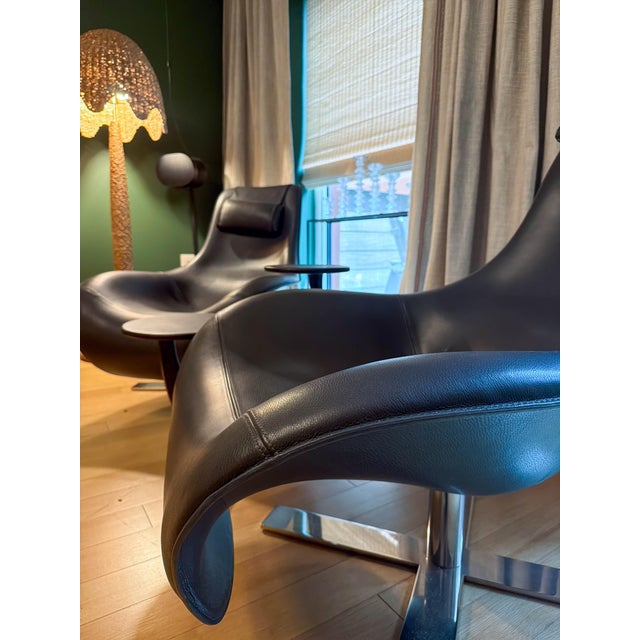 Metal Pair of "Mart" Leather Lounge Chairs Attributed to Antonio Citterio for B&b Italia For Sale - Image 7 of 18