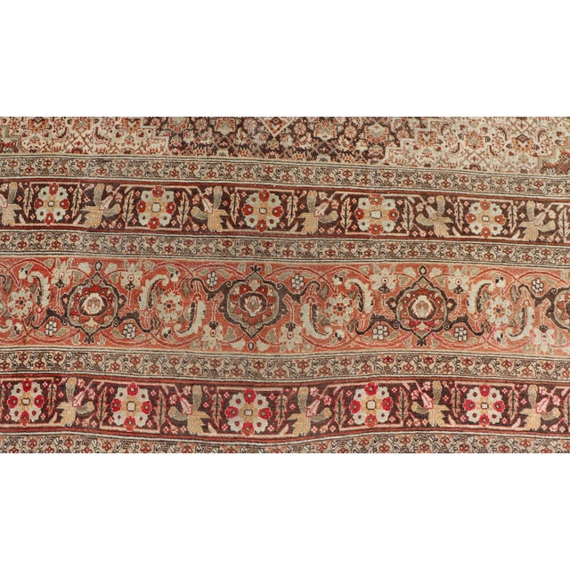 Antique Haji Jalili Tabriz Rug With Ivory Field and Fine Medallion Design 12'8 X 17'7 For Sale - Image 9 of 16