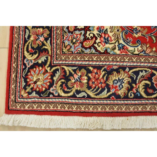Fine Qom Rug 3’3” X 4’11” Red Wool Traditional Hand-Knotted Oriental Carpet For Sale - Image 9 of 12