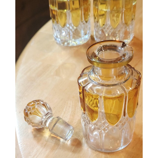 1900s Val St Lambert Yellow & Clear Vanity Set - 3 Piece Set For Sale - Image 10 of 17