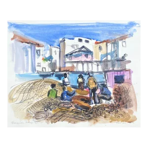 1991 Fred Atkinson Fuengirola Spain Coastal Watercolor