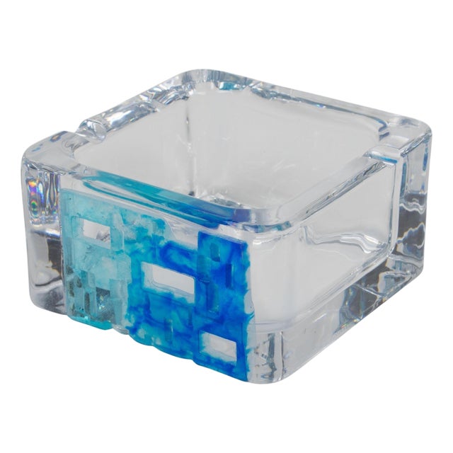 Daum France Pate De Verre and Crystal Bowl Catchall Ashtray For Sale