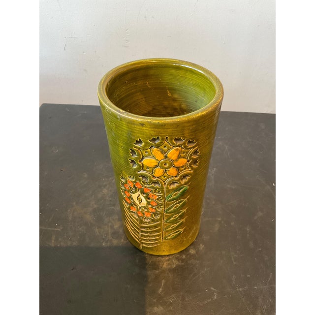 1960s Bitossi green ceramic vase.