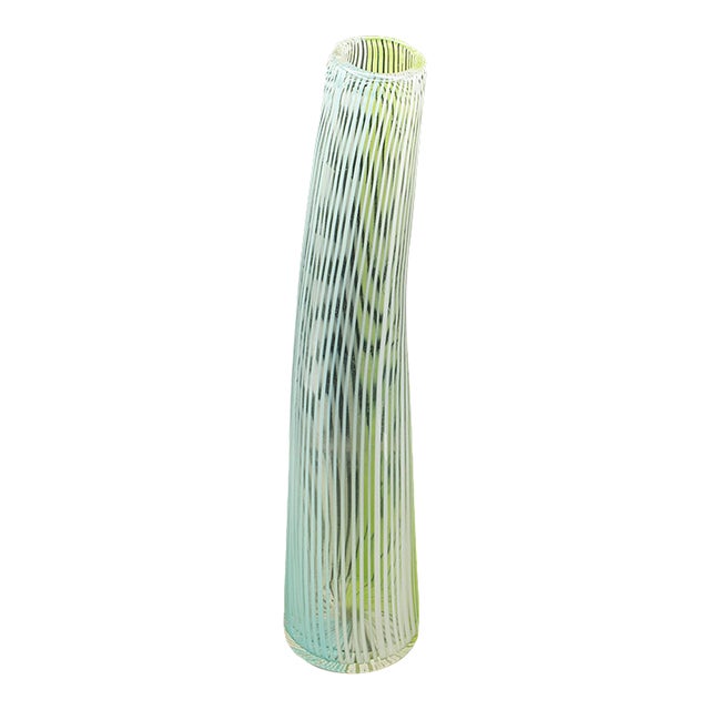Tall Vintage Filigrana Vase, Italian Art Glass, Murano, Flower Sleeve, c.1950 For Sale