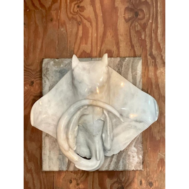 Vintage Carrera Marble Stingray Sculpture For Sale - Image 9 of 13