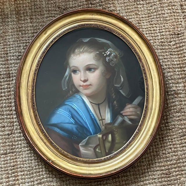 Portrait of a young girl from the 19th century, imbued with sweetness and delicacy. Very fine quality, impeccable...